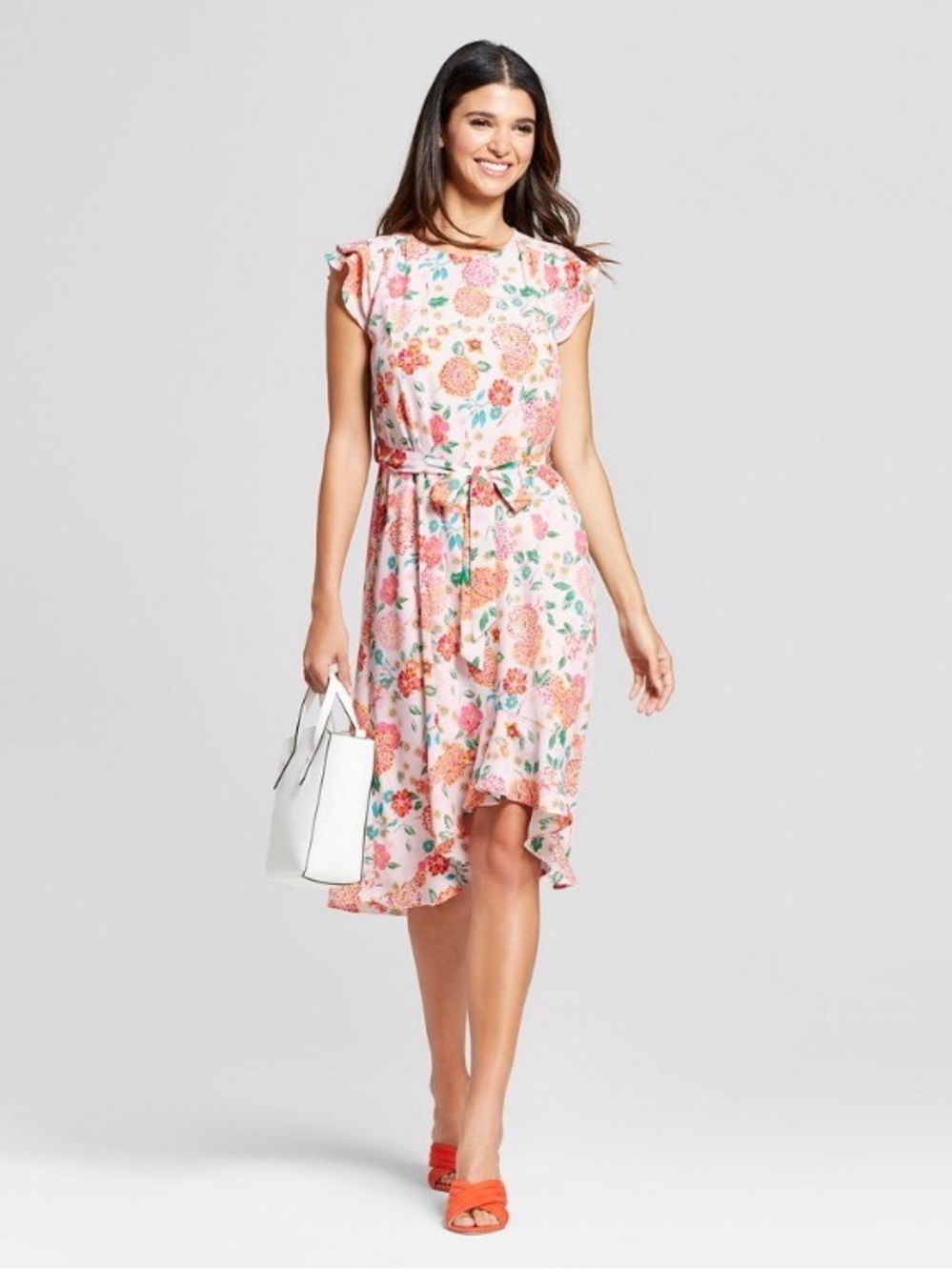 NWT Éclair Women's Floral MIDI Dress with Flutter Sleeve